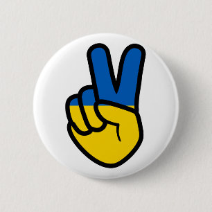 Ukraine Peace Sign with flag of Ukraine colours 6 Cm Round Badge