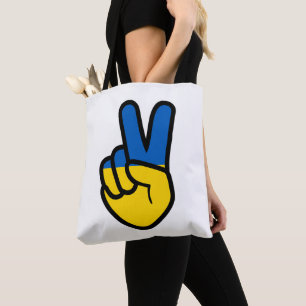 Ukraine Peace Sign with flag of Ukraine colours Tote Bag