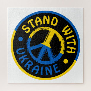 Ukraine Peace Symbol Stand With Ukraine Jigsaw Puzzle