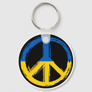 Ukraine Peace Symbol Stand With Ukraine Key Ring