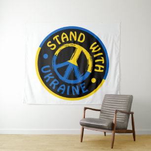 Ukraine Peace Symbol Stand With Ukraine Tapestry