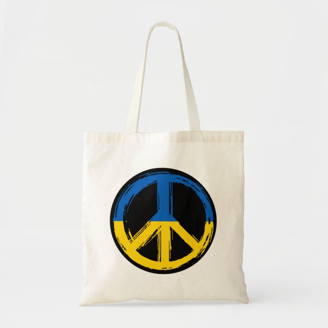 Ukraine Peace Symbol Stand With Ukraine Tote Bag (Front)