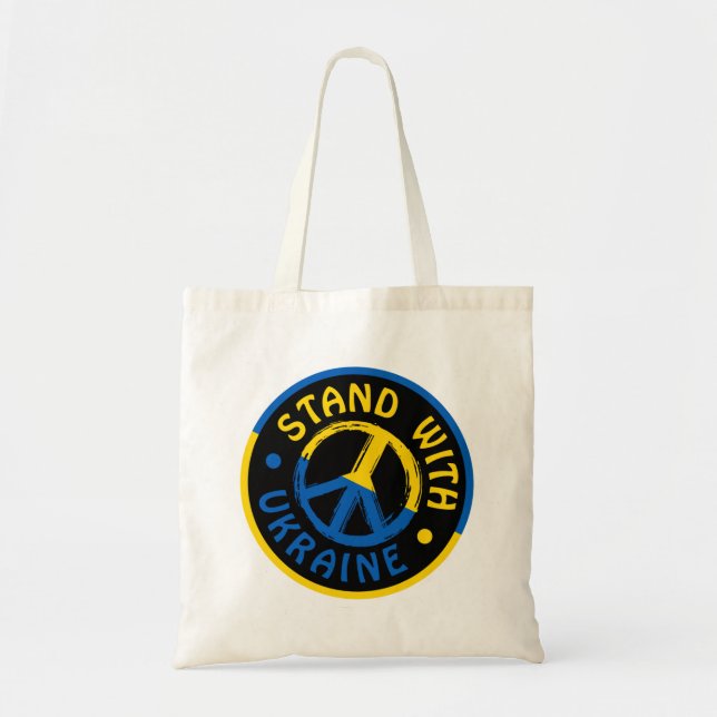 Ukraine Peace Symbol Stand With Ukraine Tote Bag (Front)