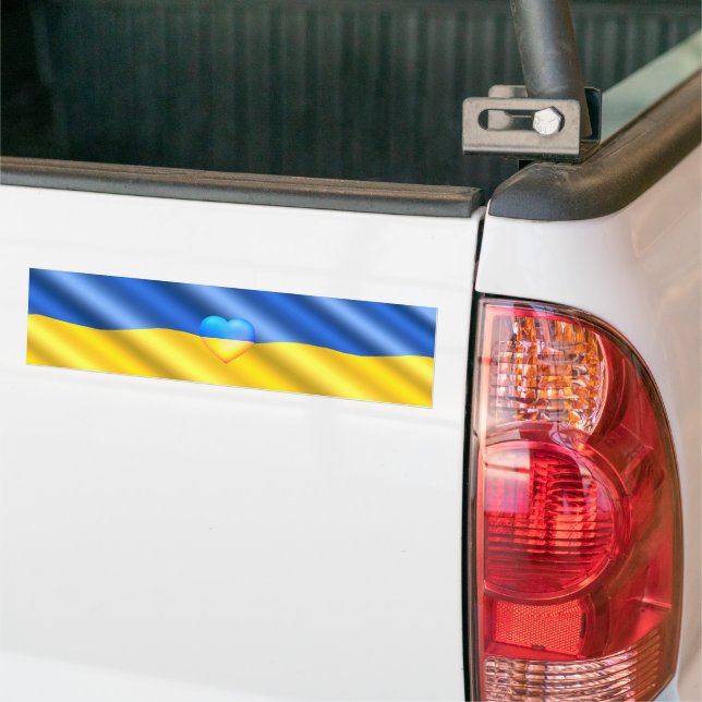 Ukraine - Peace - Ukrainian Flag - Freedom  Bumper Sticker (On Truck)