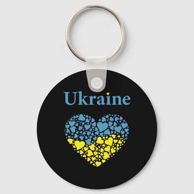 Ukraine Pride Ukrainian Heart Flag Glory To Ukrain Key Ring (Front)