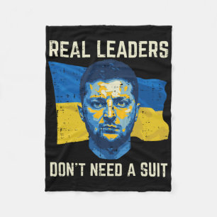 Ukraine Real Leaders Dont Need Suit Ukrainian Men Fleece Blanket