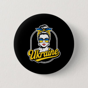 Ukraine Retro Style Woman Graphic Cultural Pride A 6 Cm Round Badge
