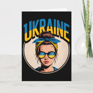 Ukraine Retro Style Woman Graphic Cultural Pride A Card