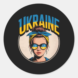 Ukraine Retro Style Woman Graphic Cultural Pride A Classic Round Sticker
