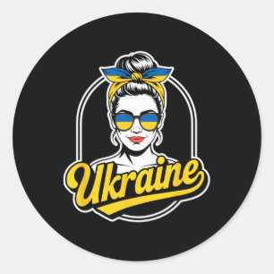 Ukraine Retro Style Woman Graphic Cultural Pride A Classic Round Sticker