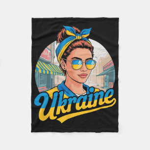 Ukraine Retro Style Woman Graphic Cultural Pride A Fleece Blanket