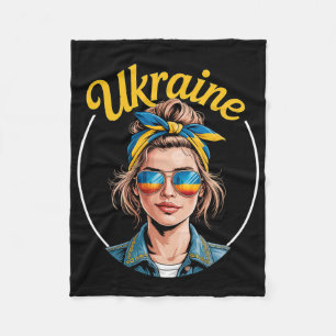 Ukraine Retro Style Woman Graphic Cultural Pride A Fleece Blanket