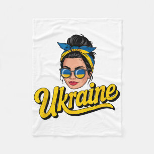 Ukraine Retro Style Woman Graphic Cultural Pride A Fleece Blanket