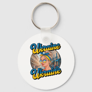 Ukraine Retro Style Woman Graphic Cultural Pride A Key Ring