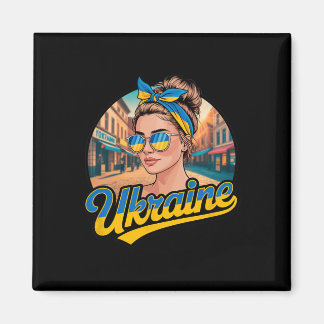 Ukraine Retro Style Woman Graphic Cultural Pride A Magnet
