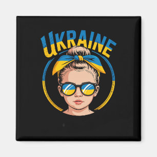 Ukraine Retro Style Woman Graphic Cultural Pride A Magnet