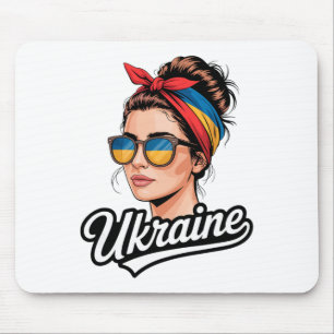Ukraine Retro Style Woman Graphic Cultural Pride A Mouse Pad