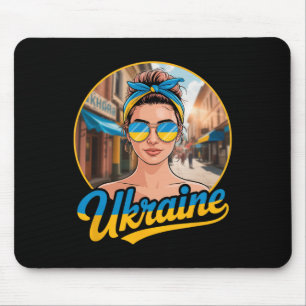 Ukraine Retro Style Woman Graphic Cultural Pride A Mouse Pad