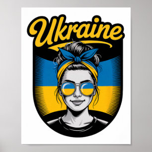 Ukraine Retro Style Woman Graphic Cultural Pride A Poster