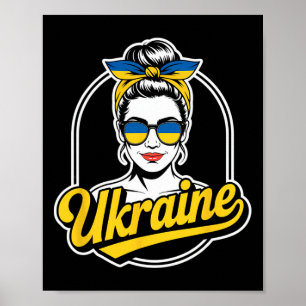 Ukraine Retro Style Woman Graphic Cultural Pride A Poster