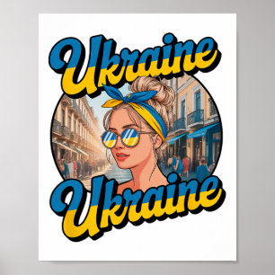 Ukraine Retro Style Woman Graphic Cultural Pride A Poster
