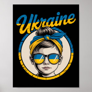 Ukraine Retro Style Woman Graphic Cultural Pride A Poster