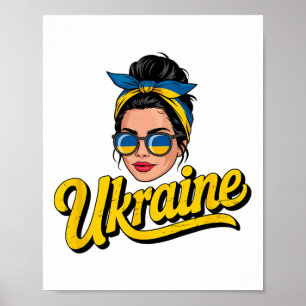 Ukraine Retro Style Woman Graphic Cultural Pride A Poster