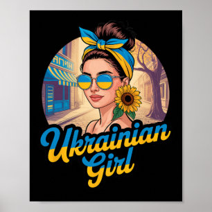 Ukraine Retro Style Woman Graphic Cultural Pride A Poster