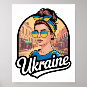 Ukraine Retro Style Woman Graphic Cultural Pride A Poster