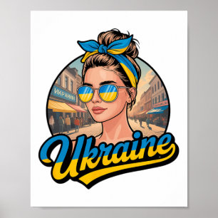 Ukraine Retro Style Woman Graphic Cultural Pride A Poster