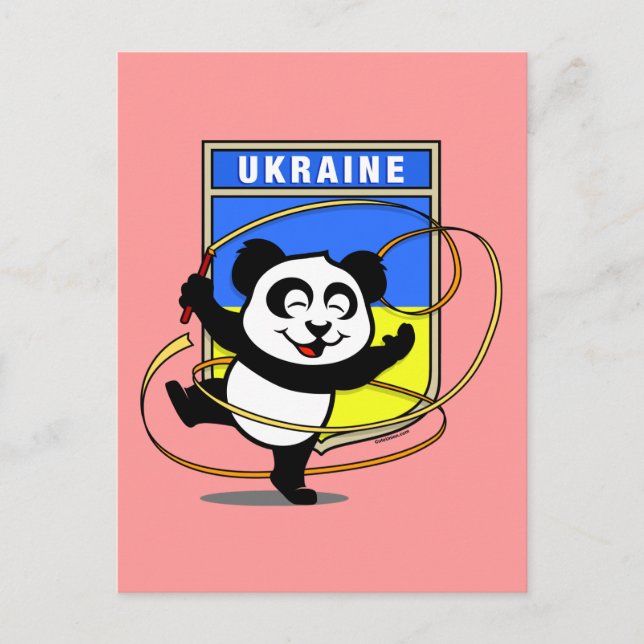 Ukraine Rhythmic Gymnastics Panda Postcard (Front)