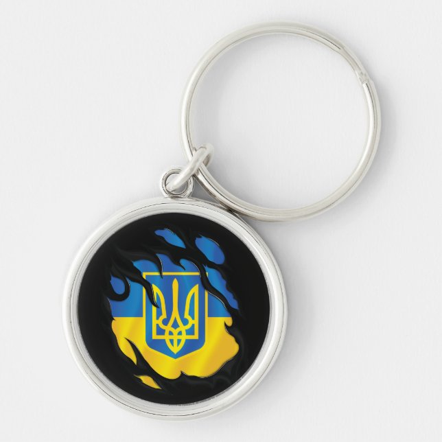 Ukraine Ripped Flag Key Ring (Front)