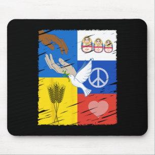 Ukraine Russia Peace Dove Intercultural Friendship Mouse Pad