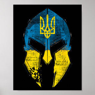 Ukraine Shirt Sparta Helmet Ukraine Crest Flag Men Poster