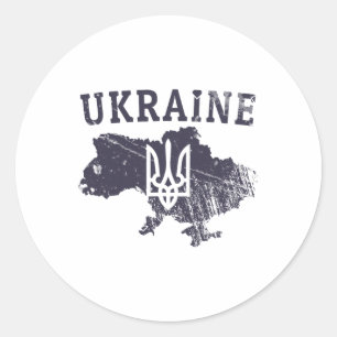 Ukraine Shirt Ukrainian Tryzub Patriotic Women Kid Classic Round Sticker