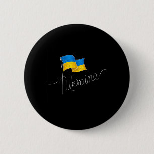 Ukraine Signature Flag Pole - Patriotic Ukrainian  6 Cm Round Badge