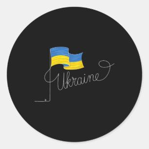 Ukraine Signature Flag Pole - Patriotic Ukrainian Classic Round Sticker