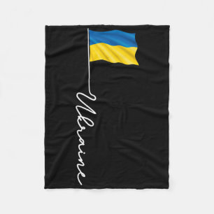 Ukraine Signature Flag Pole - Patriotic Ukrainian Fleece Blanket