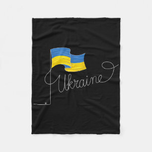 Ukraine Signature Flag Pole - Patriotic Ukrainian Fleece Blanket