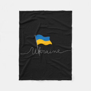 Ukraine Signature Flag Pole - Patriotic Ukrainian Fleece Blanket