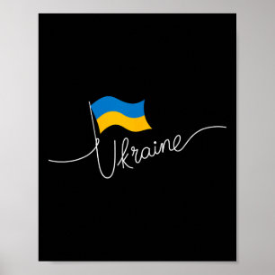 Ukraine Signature Flag Pole - Patriotic Ukrainian Poster