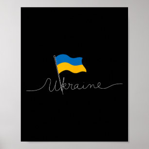Ukraine Signature Flag Pole - Patriotic Ukrainian  Poster
