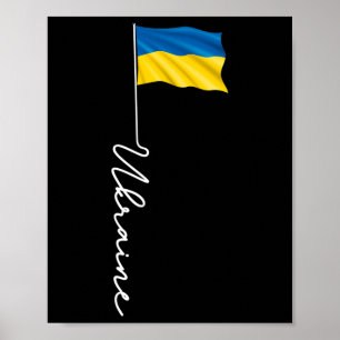 Ukraine Signature Flag Pole - Patriotic Ukrainian Poster