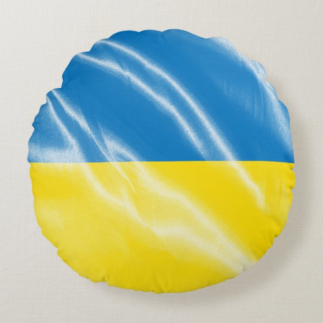 Ukraine silk flag round cushion (Front)