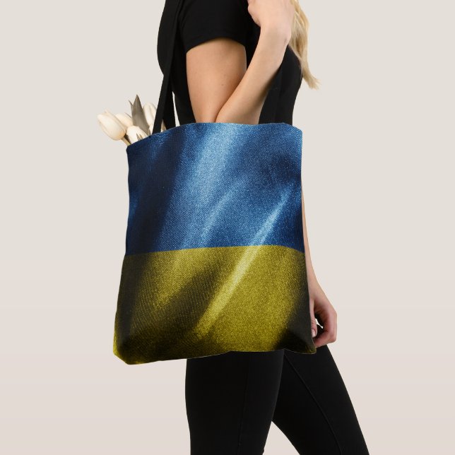 Ukraine silk flag tote bag (Close Up)