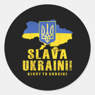 Ukraine Slava Ukraini Tryzub Glory To Ukraine Flag Classic Round Sticker