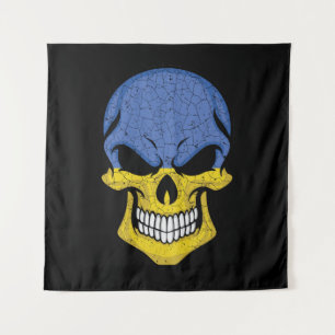 Ukraine Smiling Skull Flag  Tapestry