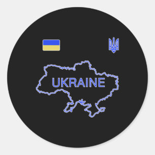 Ukraine Soccer Team Ukr Map And Trident Jersey Foo Classic Round Sticker