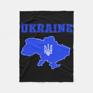 Ukraine Soccer Team Ukr Map And Trident Jersey Foo Fleece Blanket