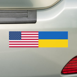 Ukraine Solidarity USA American Flag  Bumper Sticker
